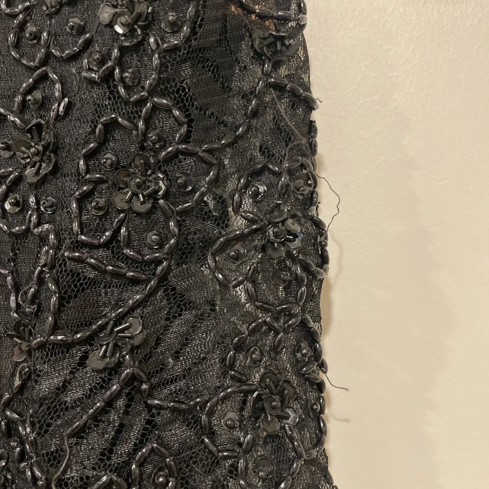 VTG B2 & US Beaded Silk Dress Sz M Black‎ Sequin Cocktail Glam Repair AS IS - Picture 8 of 12